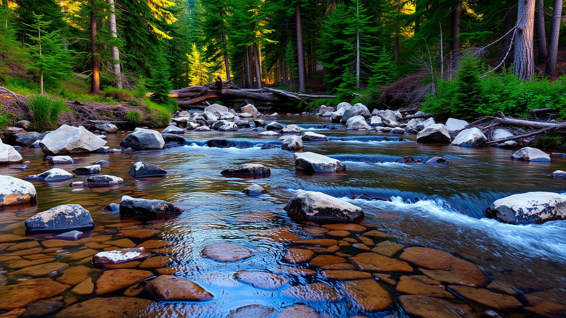 Forest creek and watershed landscape near Logan Lake